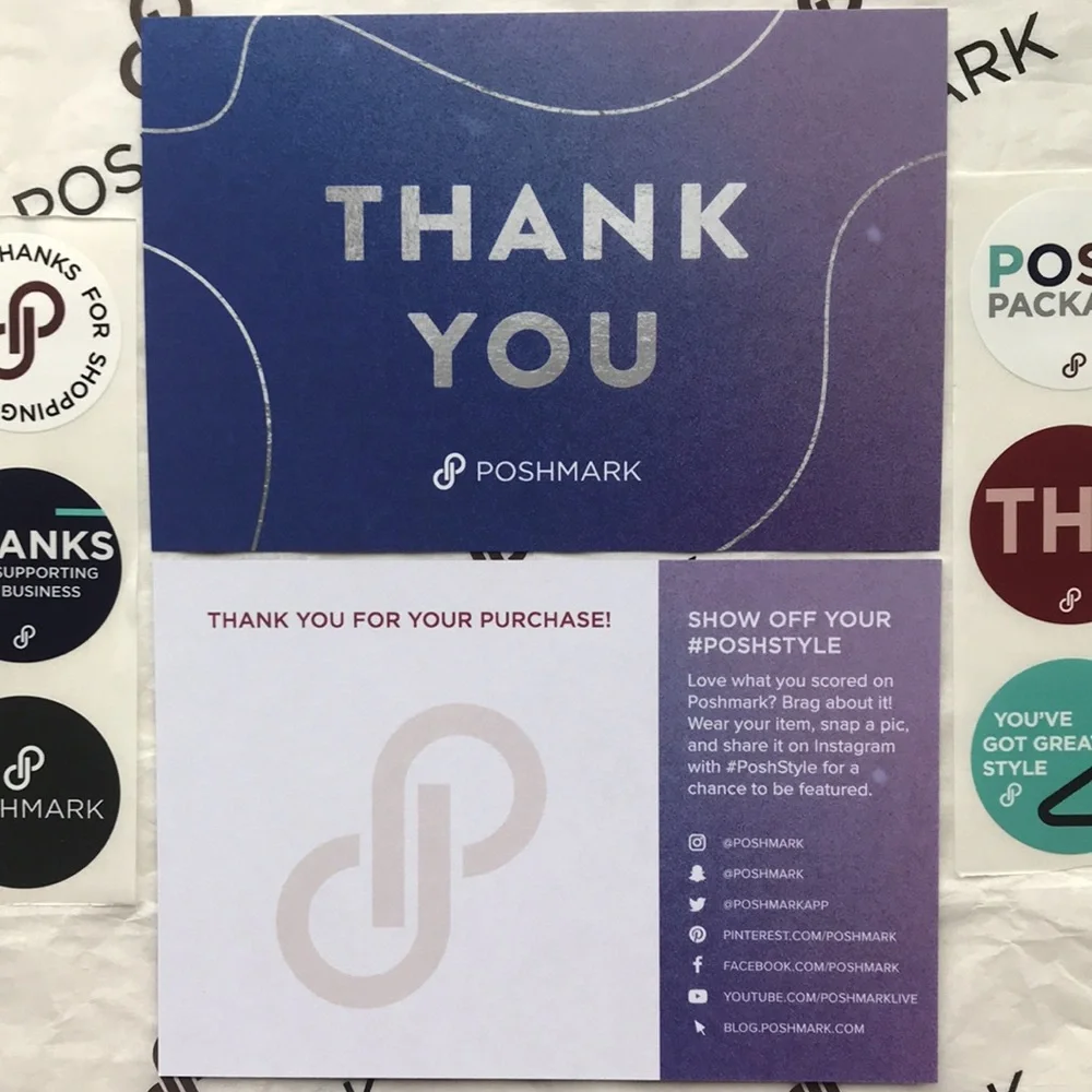 Poshmark Thank You Cards & Stickers bundle NEW